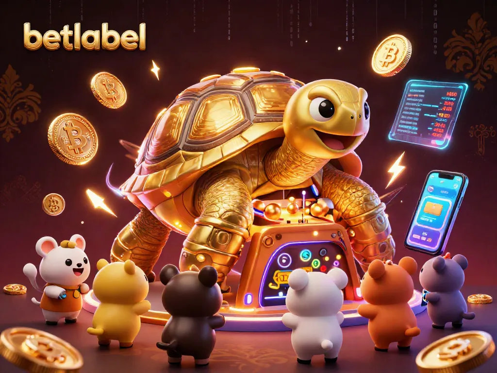 Experience the excitement of betting at betlabel with a vibrant 3D illustration showcasing a colossal tortoise-themed pinball machine.